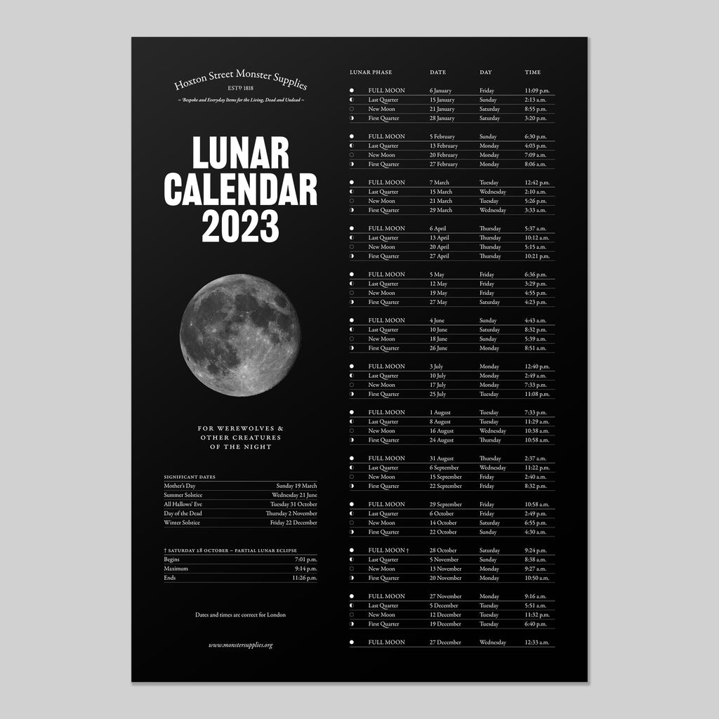 Lunar Calendar Hoxton Street Monster Supplies Lunar Calendar Hoxton Street Monster Supplies